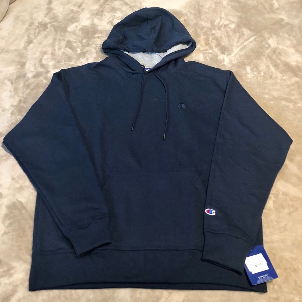 Men’s Champion Dark Blue Fleece Hoodie Sweatshirt